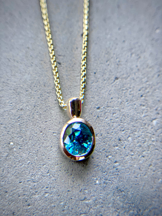 Natural Blue Zircon Necklace