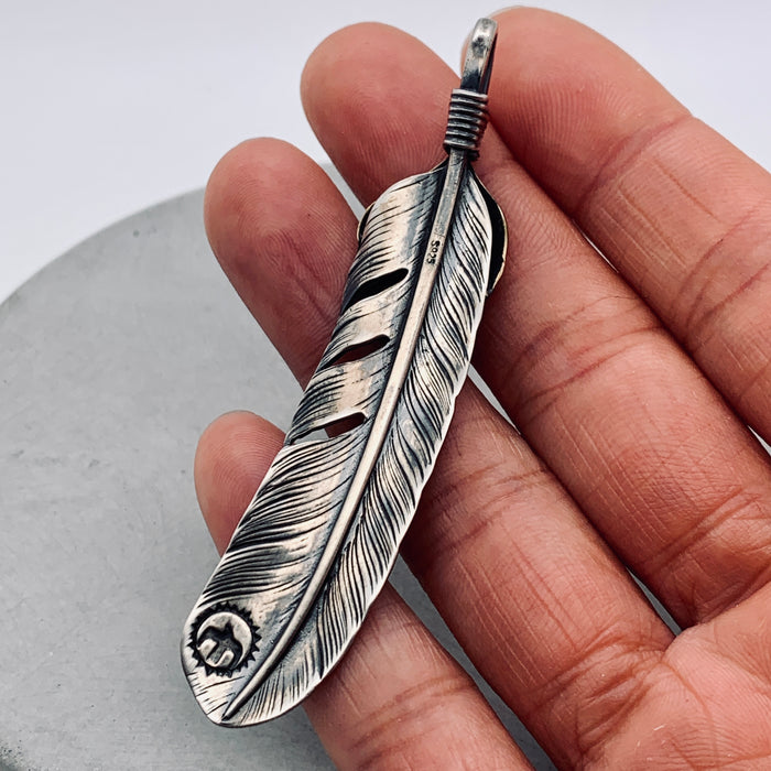 Silver Feather with Brass Kwai Fan